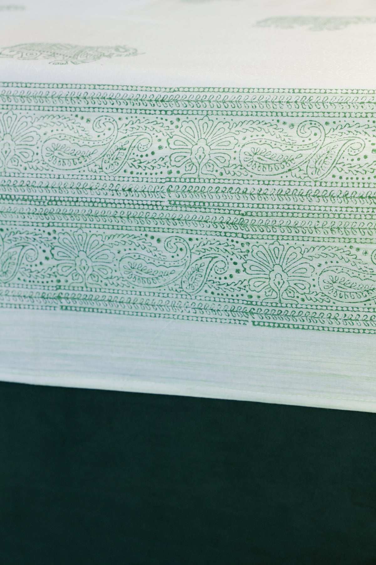 Sage Green Elephant Print Double Bedsheet – 90 × 108 Inches | The Thread Saga