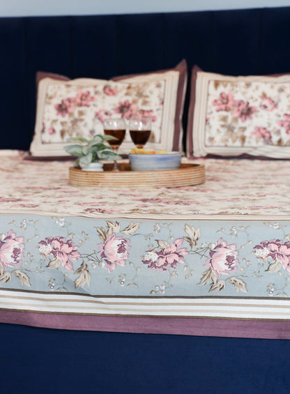 Azure Leaf Printed Bedsheet