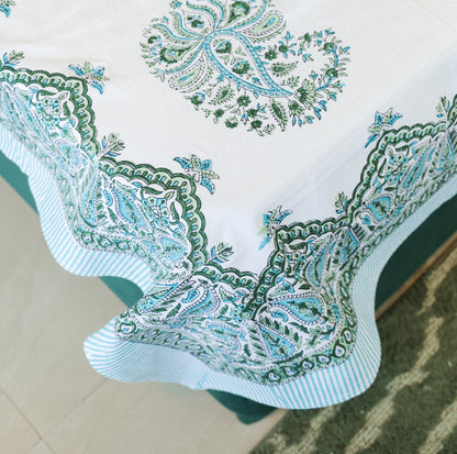 Blue Floral Buta Hand Block Print Double Bedsheet – 90 × 108 Inches | The Thread Saga