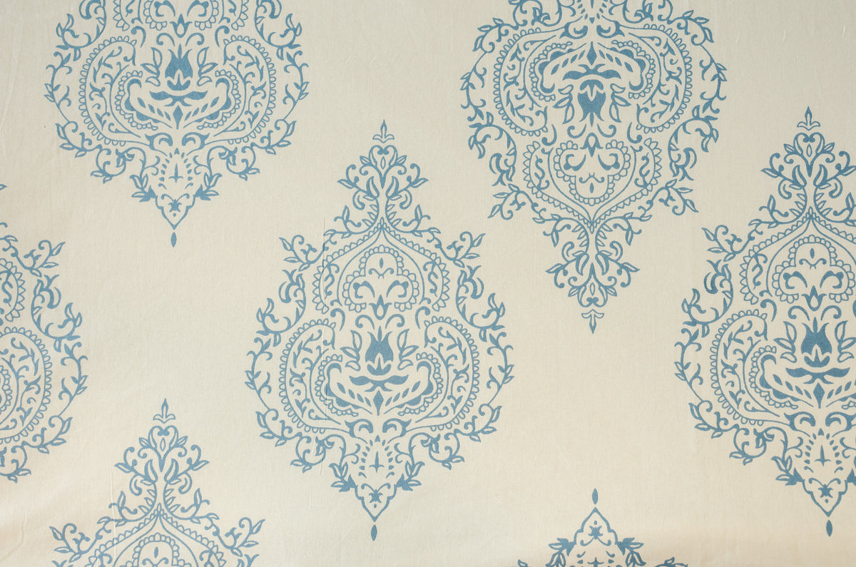 Blue Floral Buta Screen Print Cotton Double Bedsheet – 90 × 108 Inches | The Thread Saga