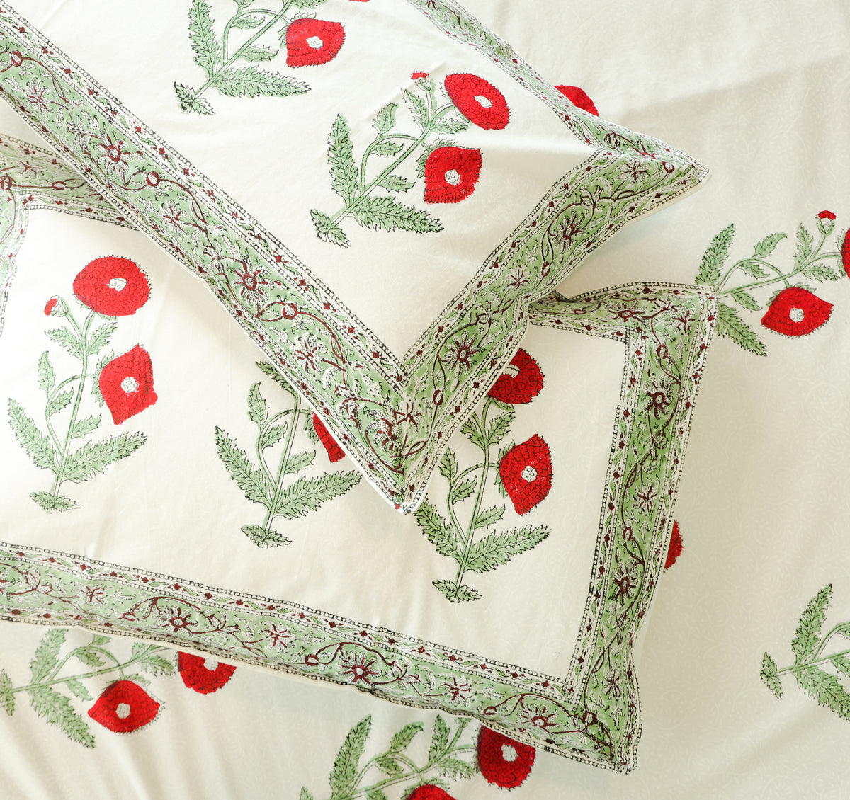 Red Floral Print Cotton Double Bedsheet – 90 × 108 Inches | The Thread Saga
