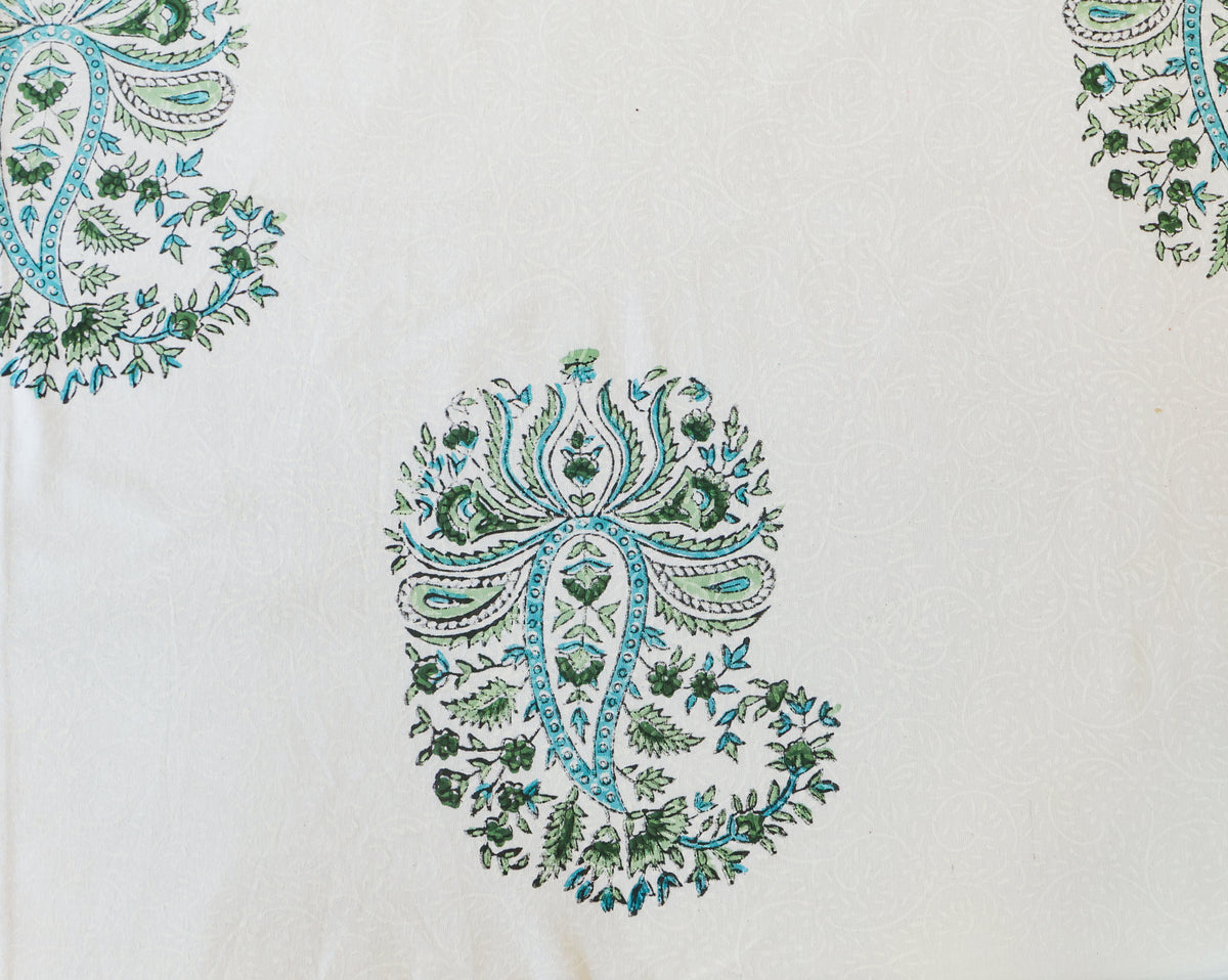 Blue Floral Buta Hand Block Print Double Bedsheet – 90 × 108 Inches | The Thread Saga