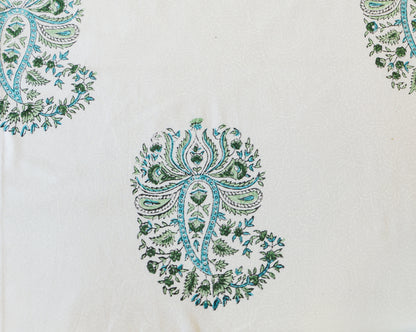 Blue Floral Buta Hand Block Print Double Bedsheet – 90 × 108 Inches | The Thread Saga